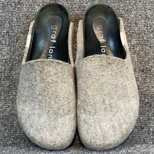 Graf Lantz Grey Felted Wool Slip On Clogs Slippers Womens 7.5 - 8